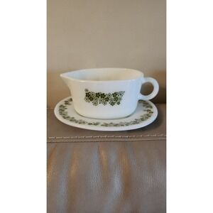 Vintage Pyrex Crazy Daisy Gravy Boat 77-B Drip Plate 77-U Spring Blossom